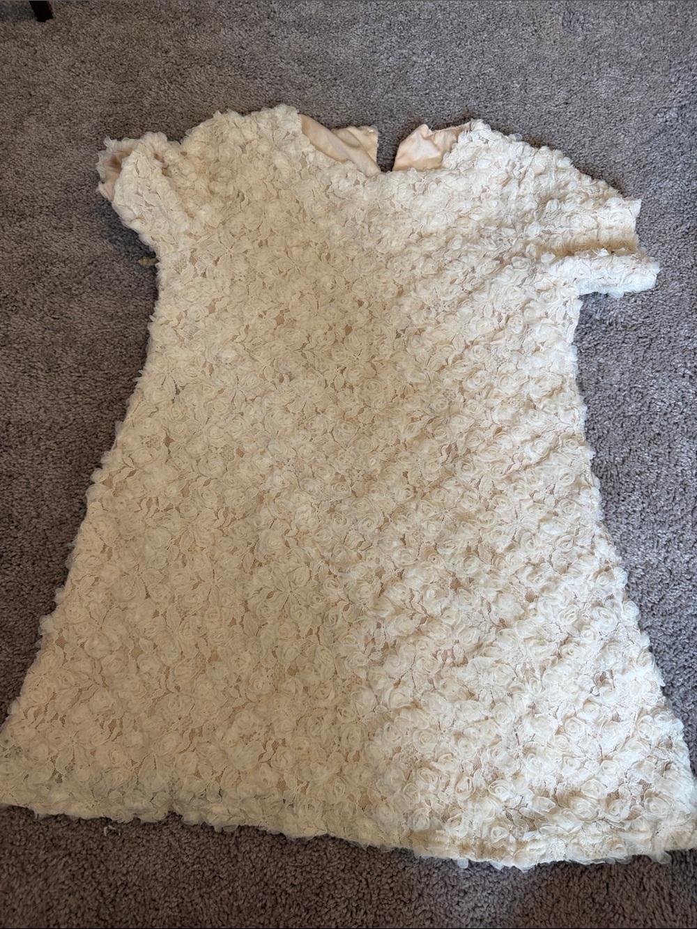 Cream Rosette Short Sleeve Mini Dress